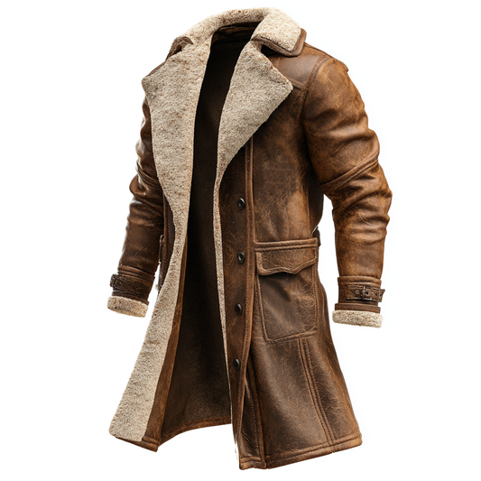 Chaqueta de cuero marrón vintage con forro sintético