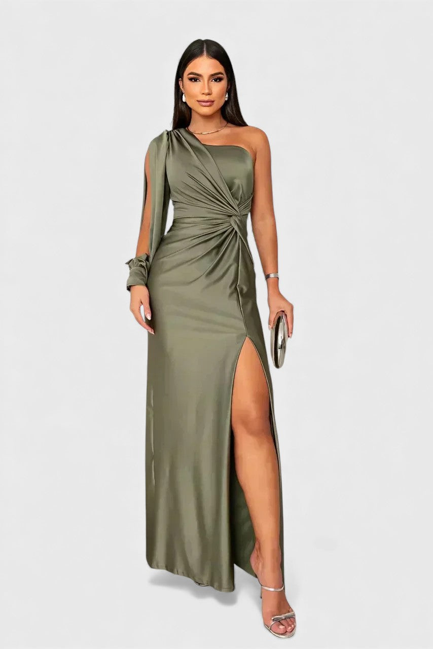 Vestido de Noche Elegante de Un Solo Hombro