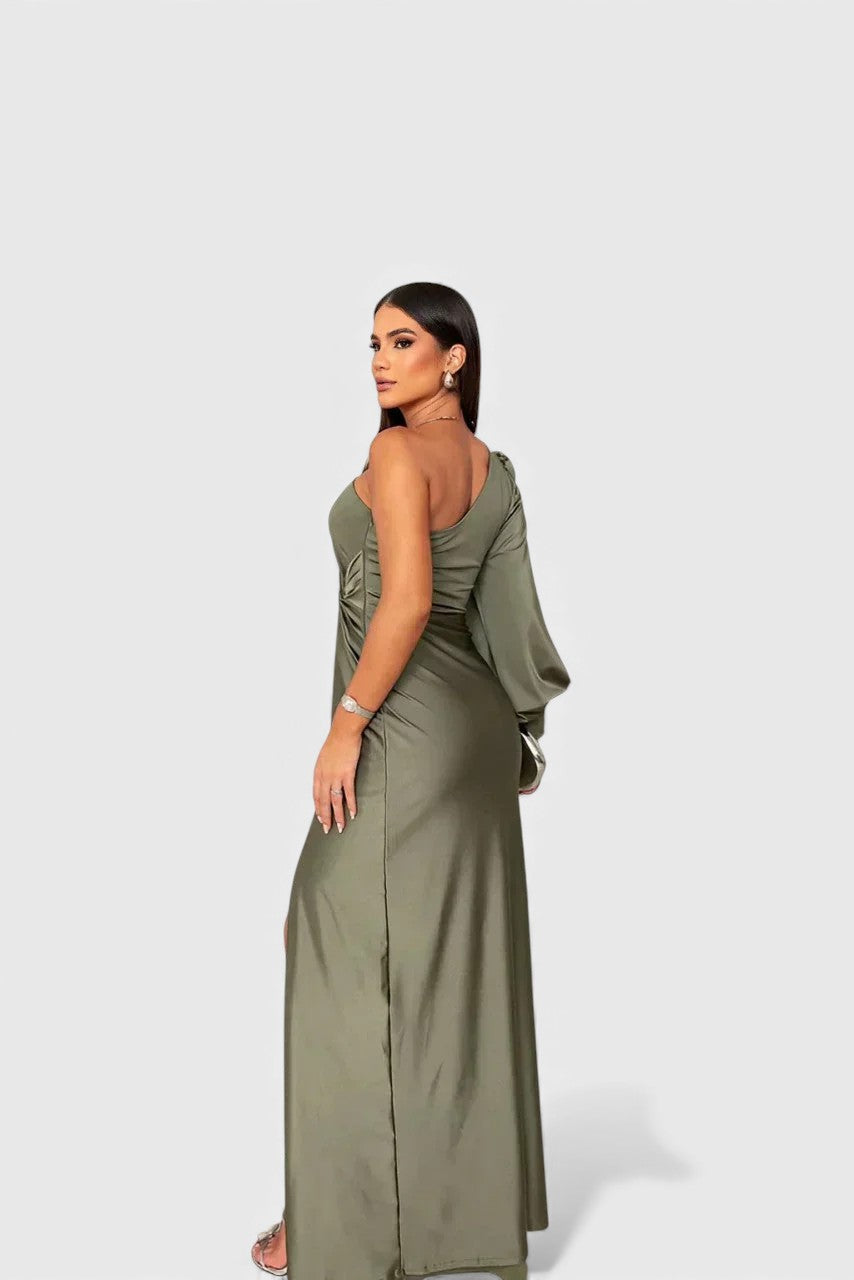 Vestido de Noche Elegante de Un Solo Hombro