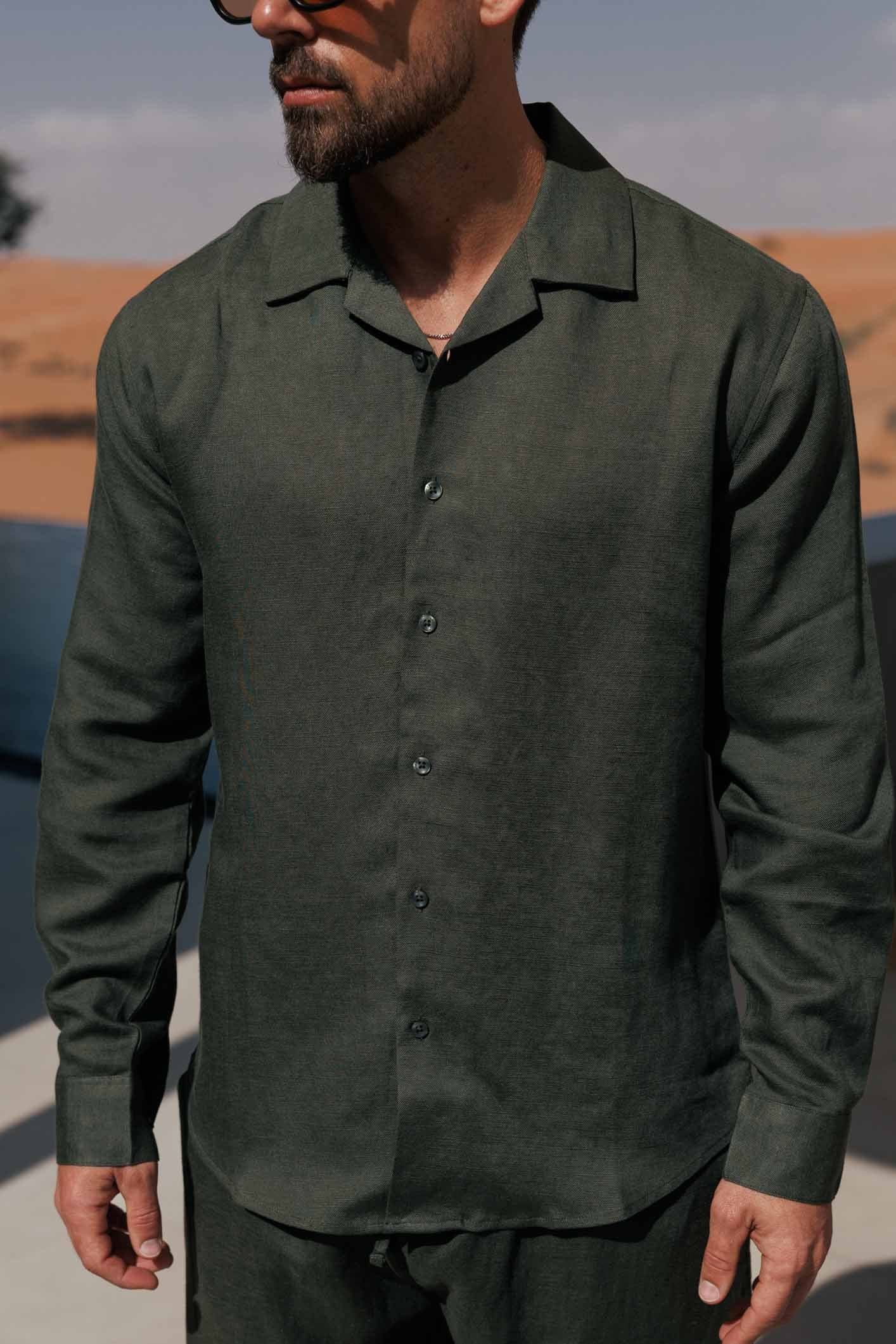 Camisa de Lino | Verde Oliva