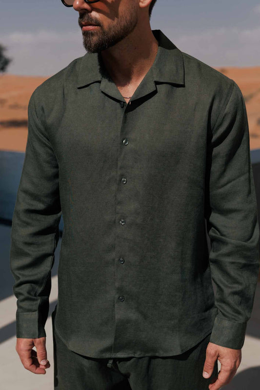 Camisa de Lino | Verde Oliva