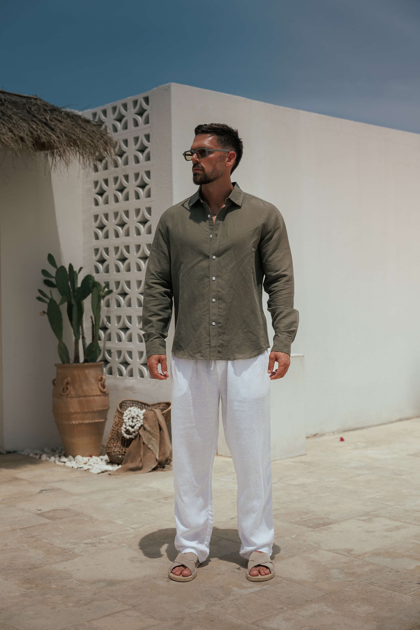 Camisa de Lino Luxe | Verde Oliva Oscuro