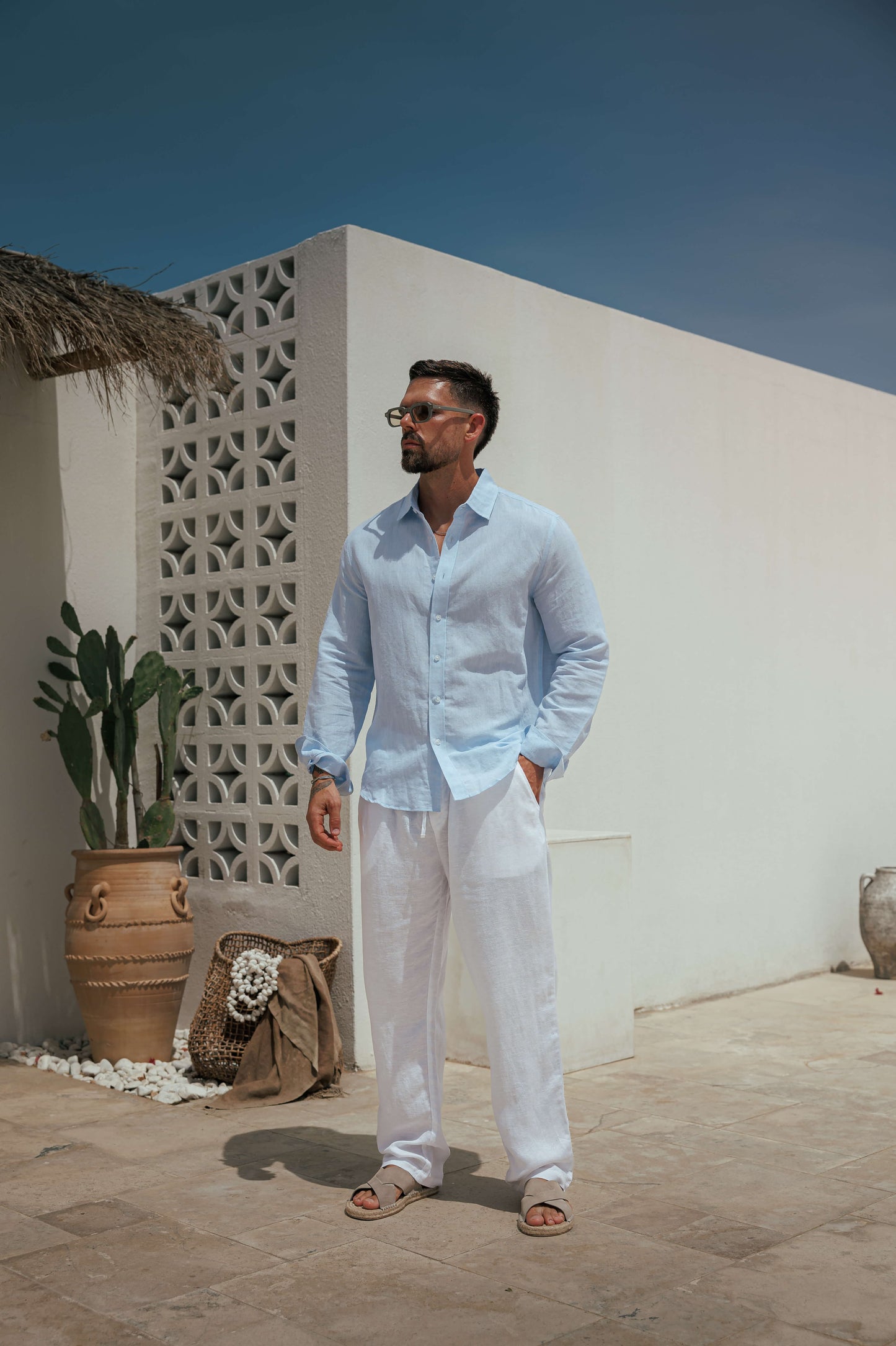 Camisa de Lino Luxe | Azul Claro