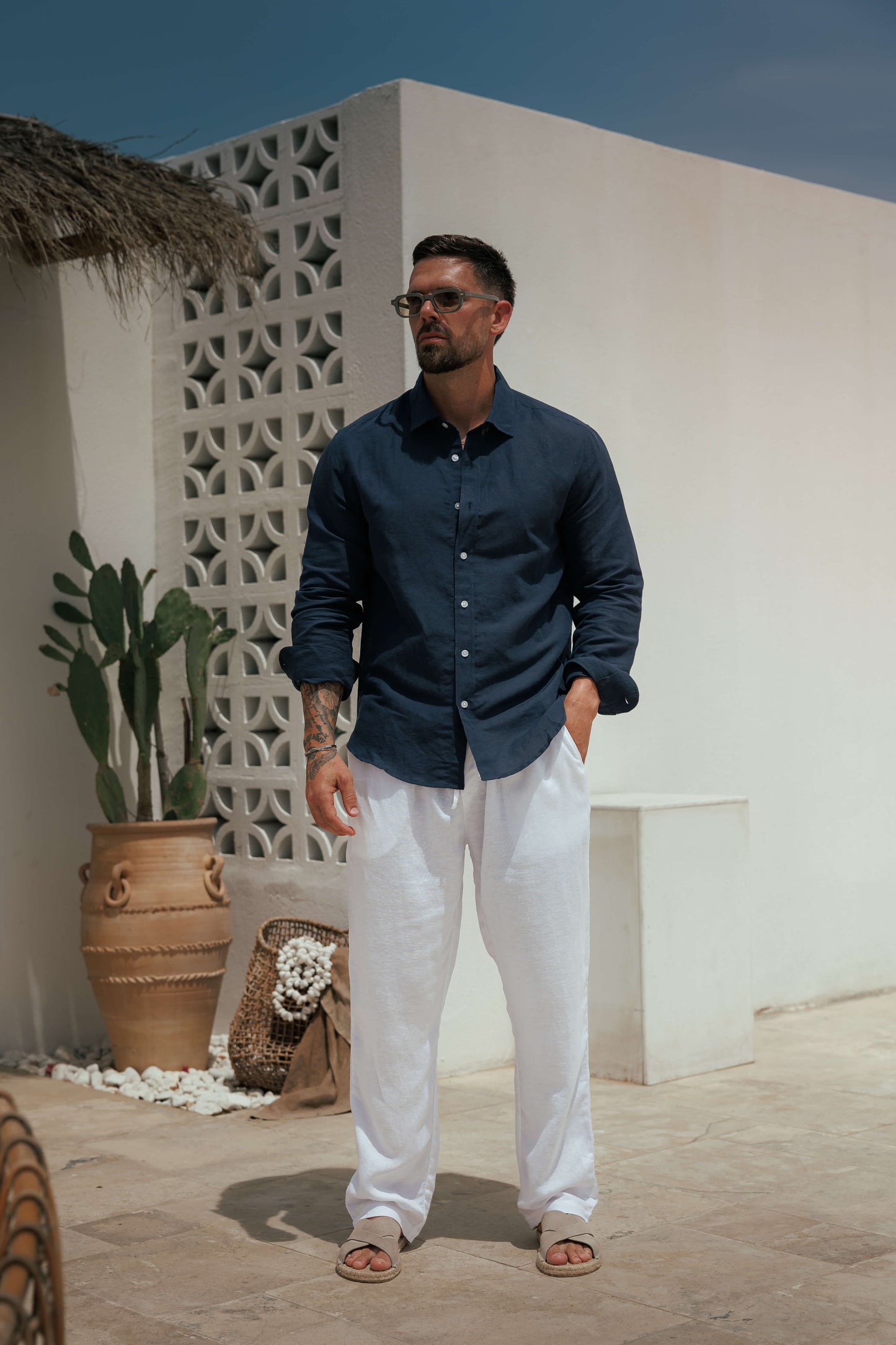 Camisa de Lino Luxe | Azul Marino