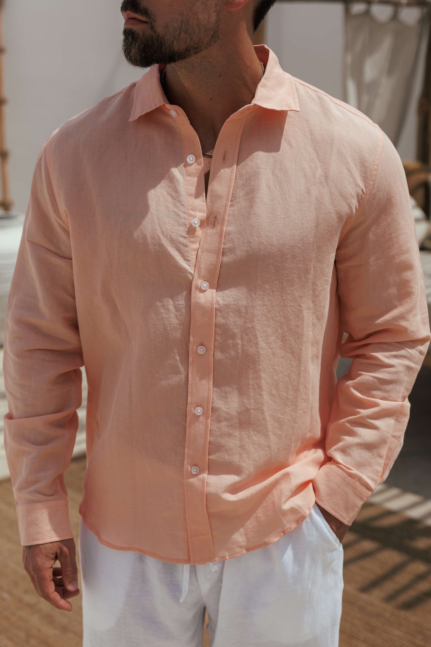 Camisa de Lino Luxe | Salmón