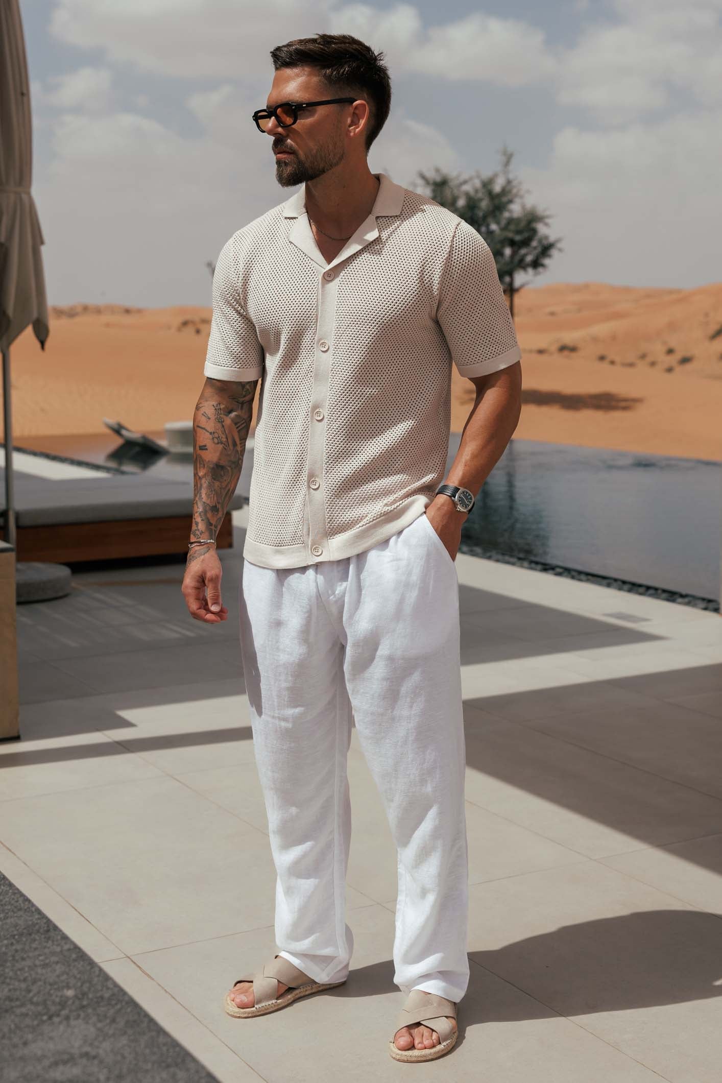 Camisa de Punto Peak | Crema Clara