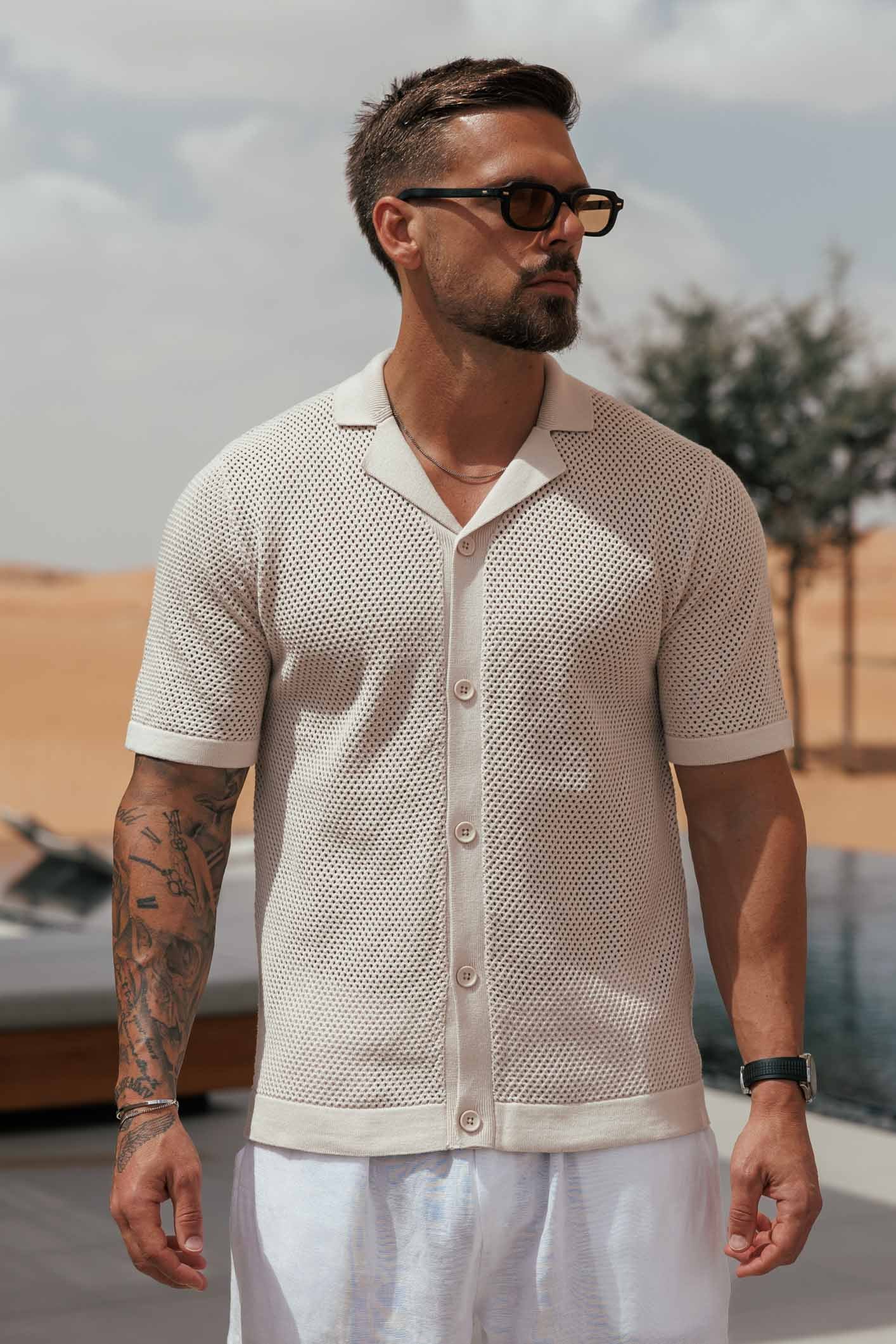 Camisa de Punto Peak | Crema Clara