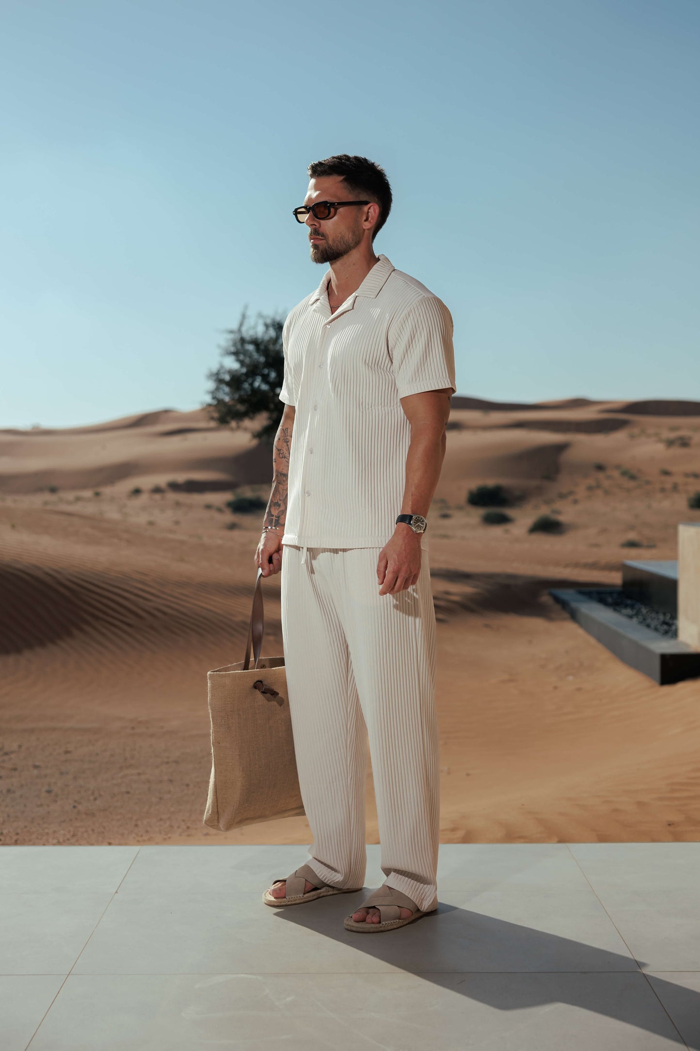 Camisa con Pliegues | Beige