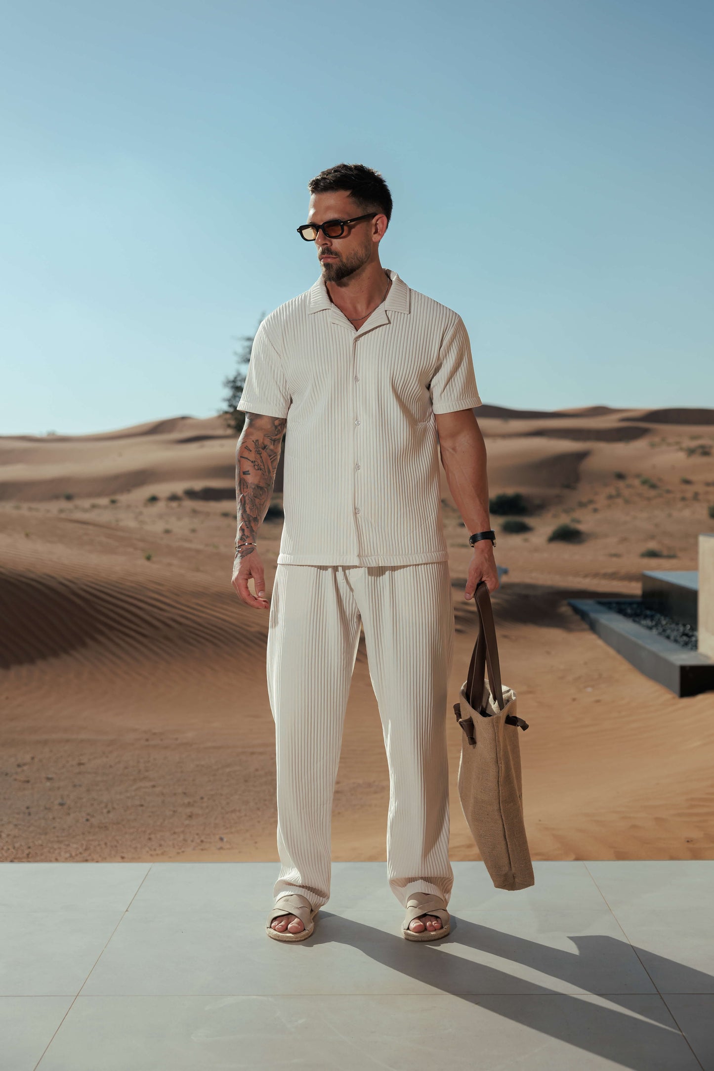 Camisa con Pliegues | Beige