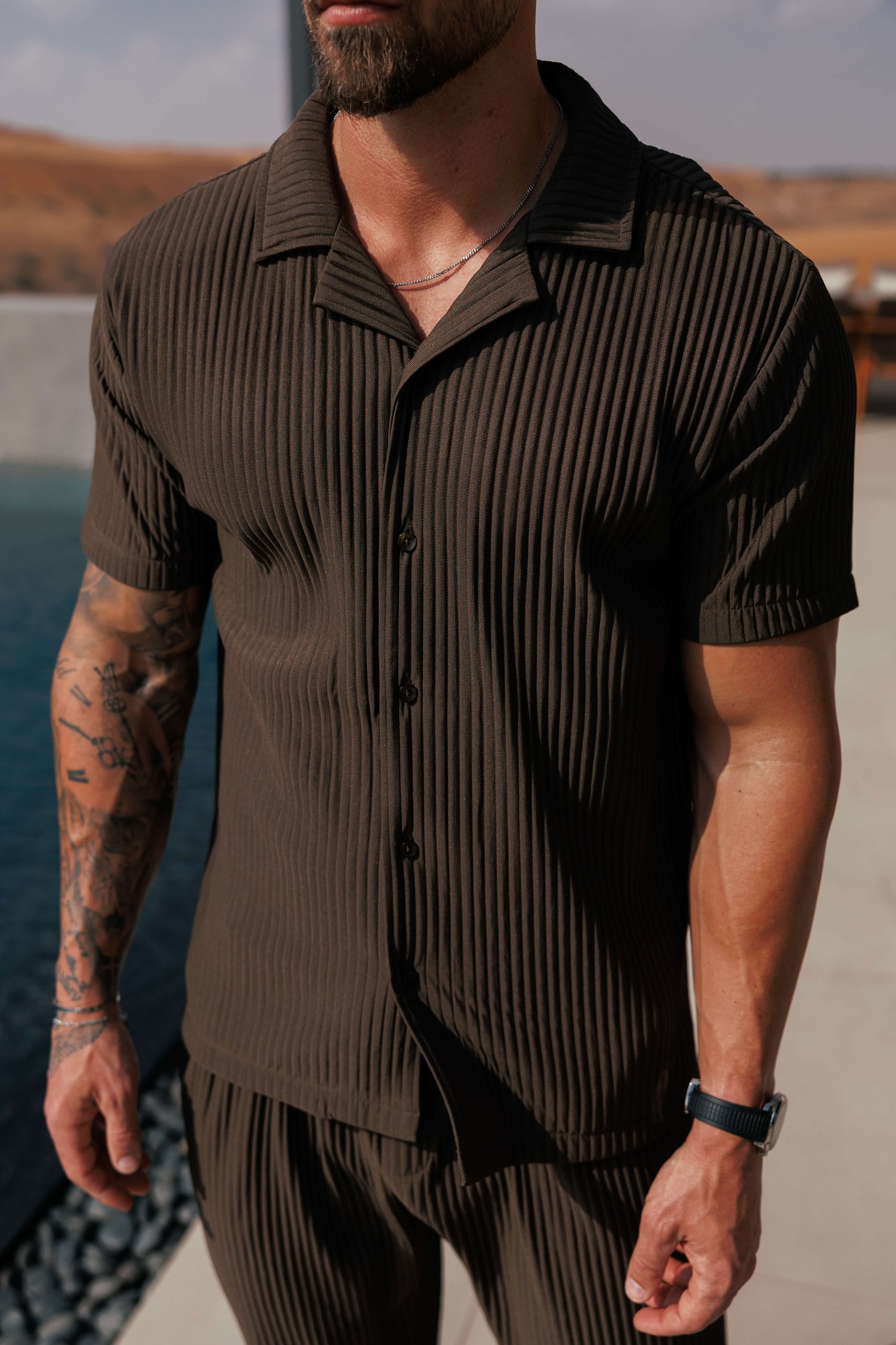 Camisa con Pliegues | Marrón