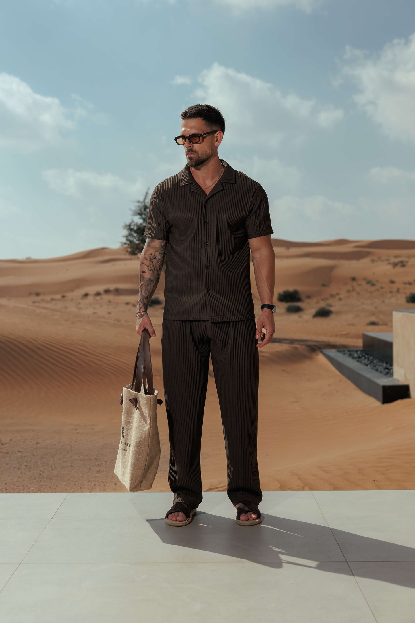 Camisa con Pliegues | Marrón