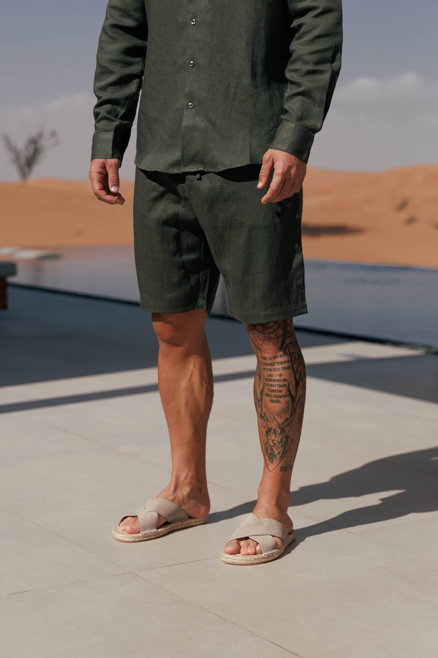 Short de Lino | Verde Oliva