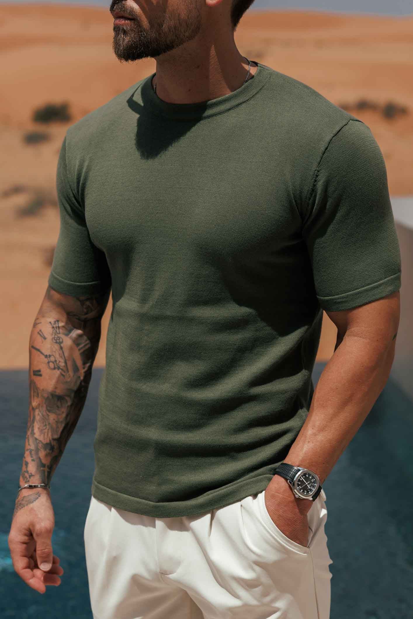 Camiseta de Punto | Verde Oliva