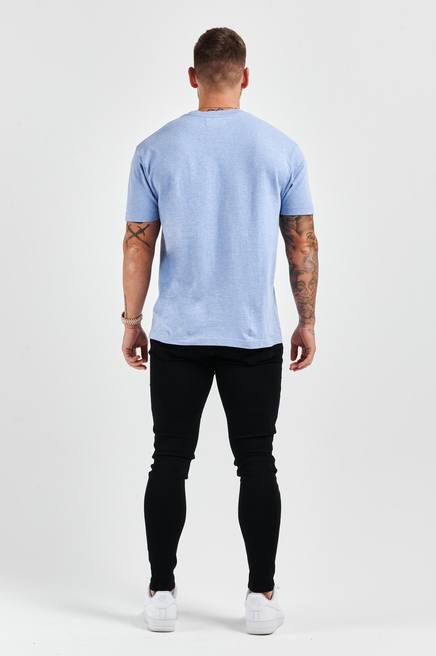 Camiseta Premium Básica | Azul Claro Jaspeado