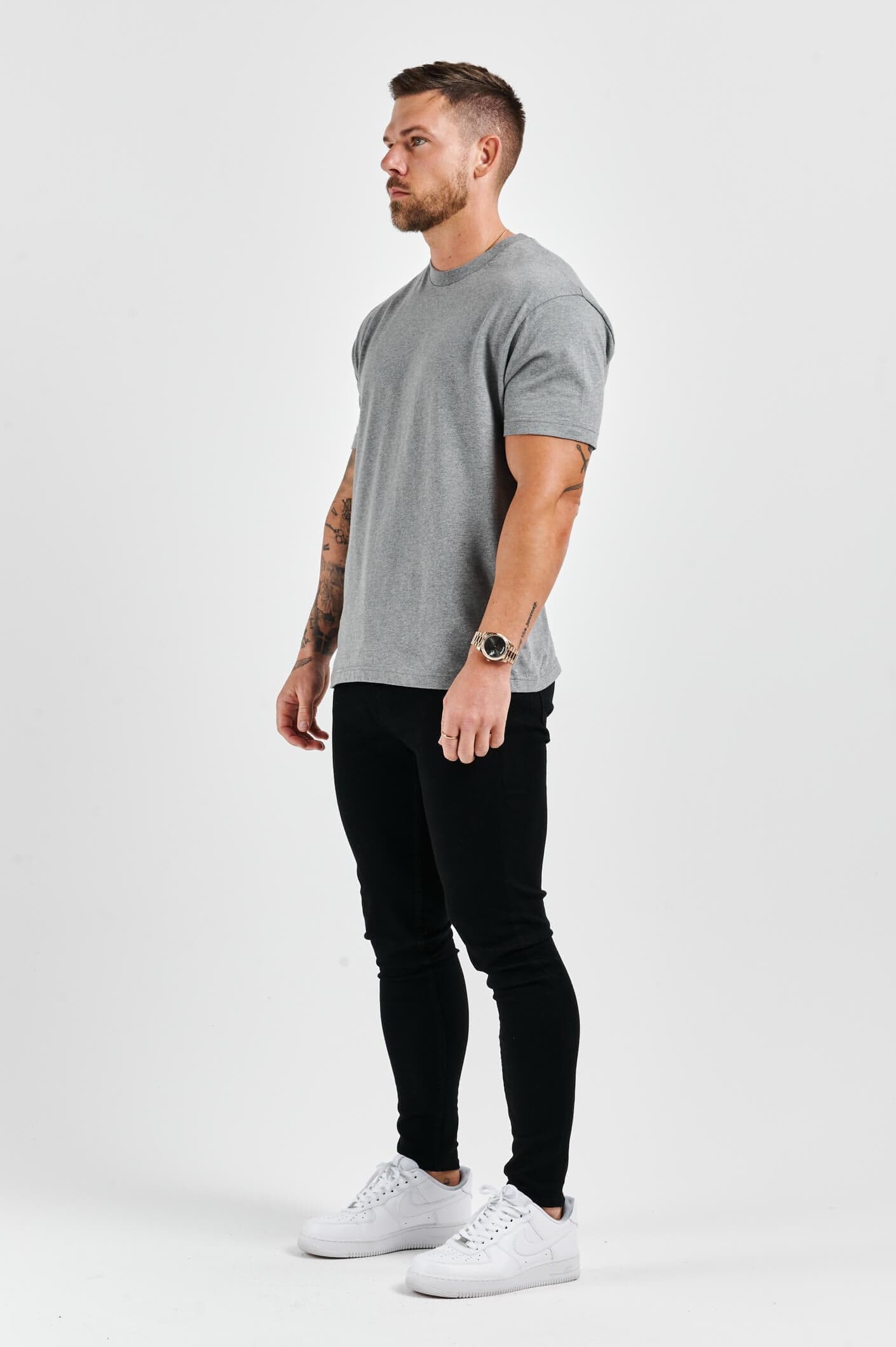 Camiseta Premium Básica | Gris Oscuro Jaspeado