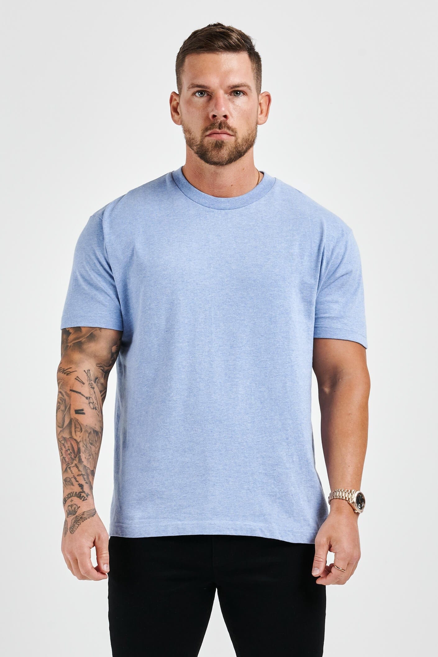 Camiseta Premium Básica | Azul Claro Jaspeado