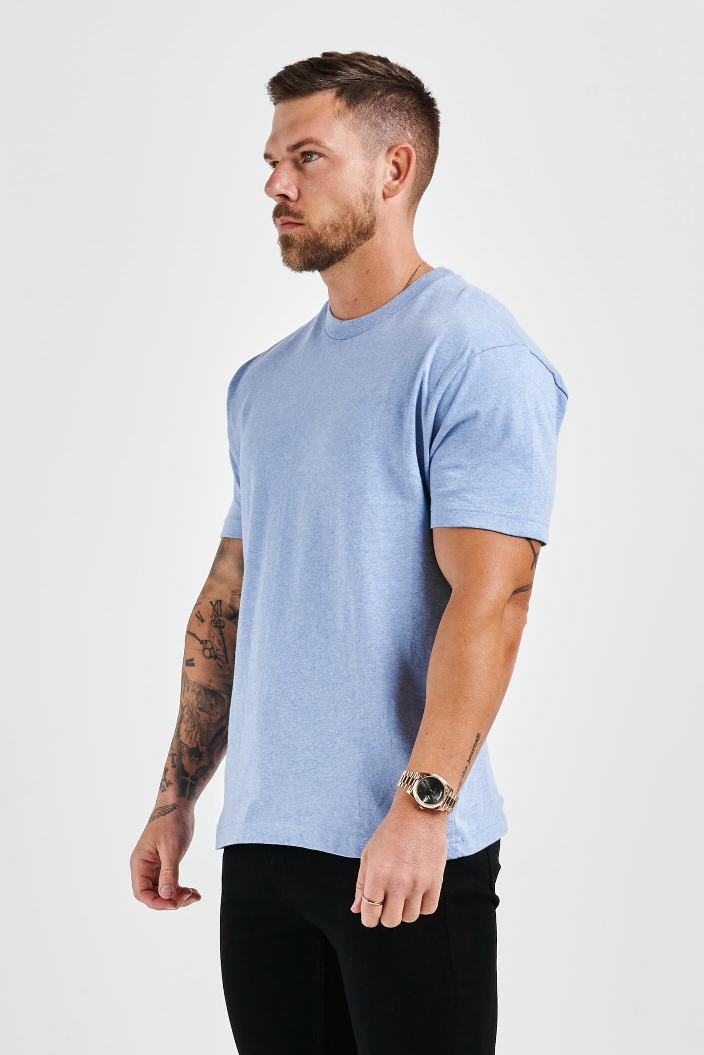 Camiseta Premium Básica | Azul Claro Jaspeado
