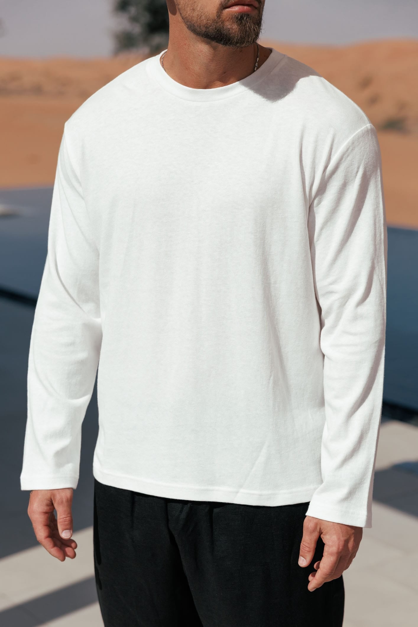 Camiseta de Lino Manga Larga | Blanco