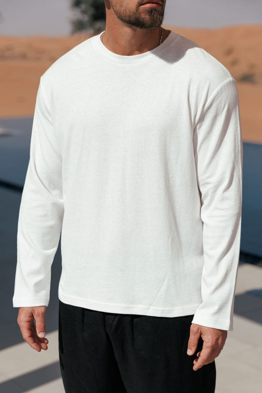 Camiseta de Lino Manga Larga | Blanco