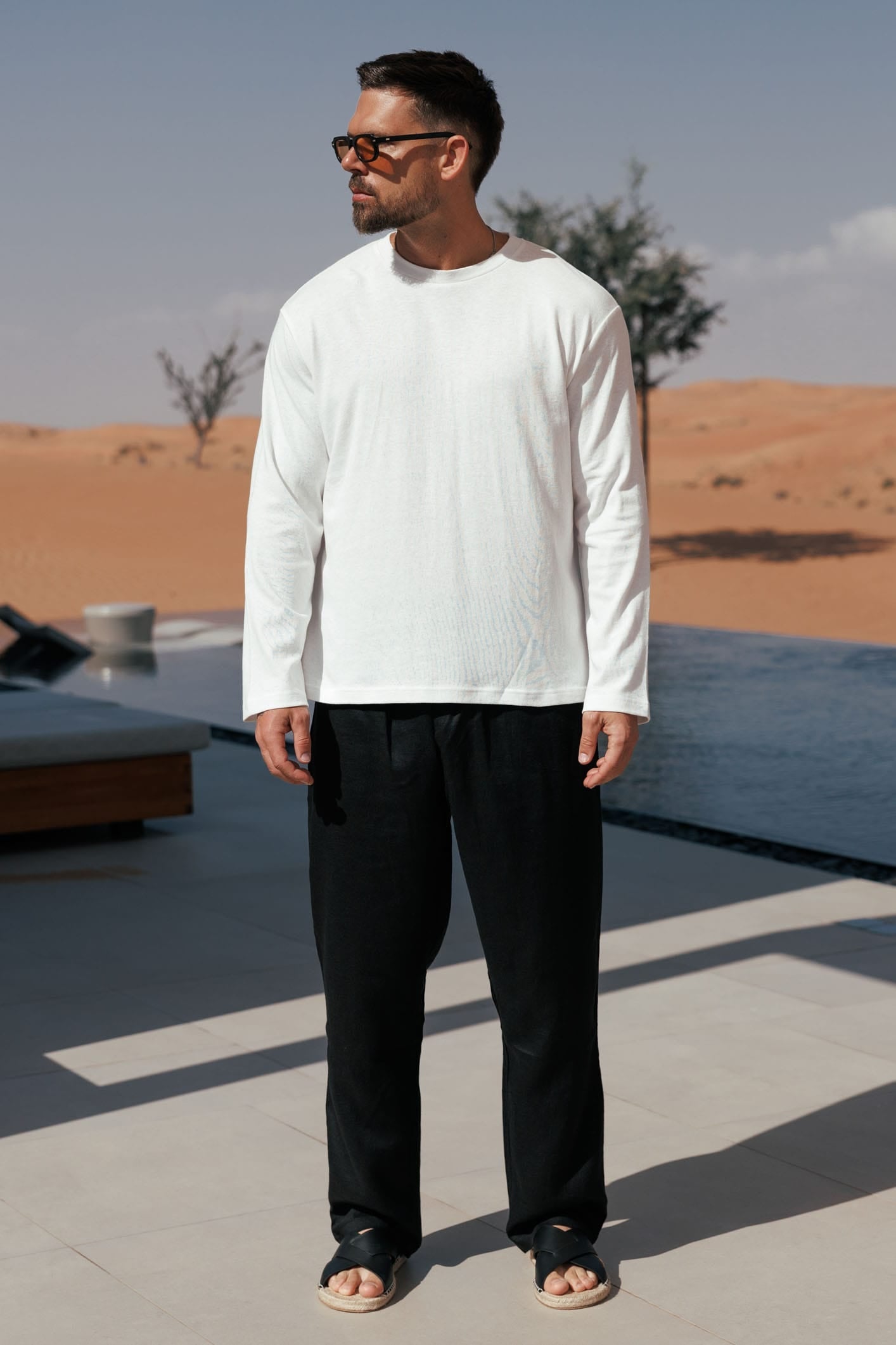 Camiseta de Lino Manga Larga | Blanco