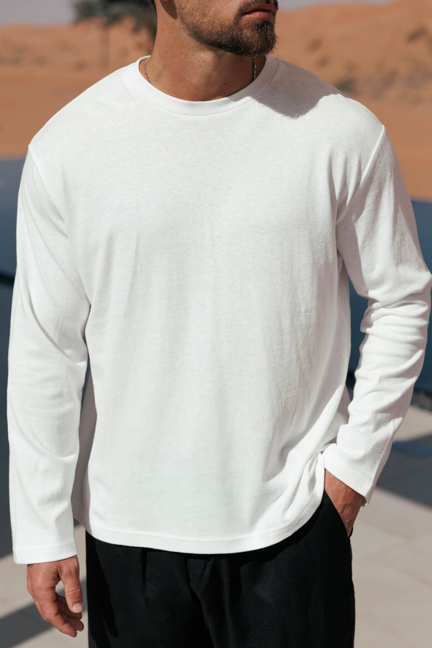 Camiseta de Lino Manga Larga | Blanco