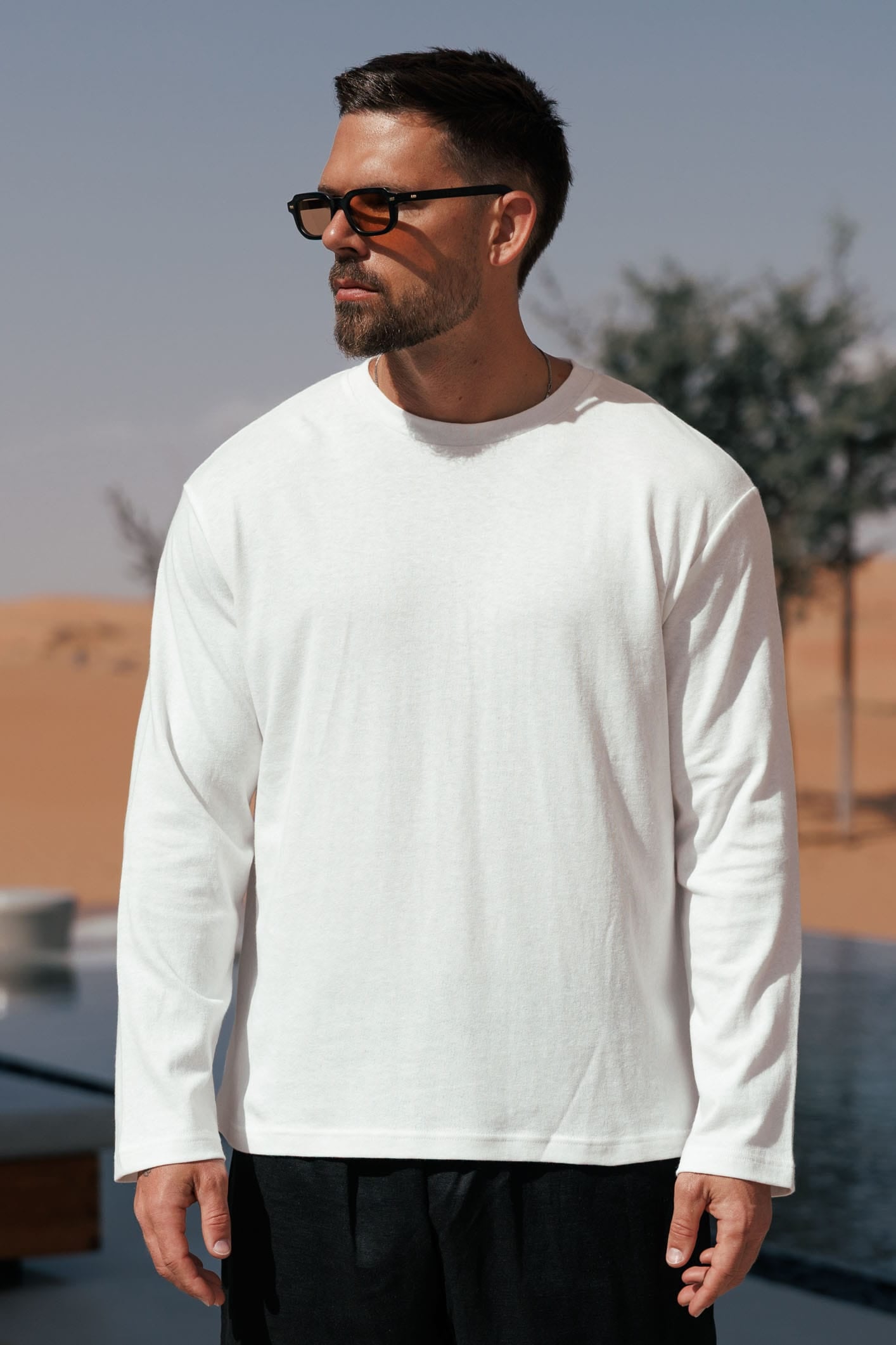 Camiseta de Lino Manga Larga | Blanco