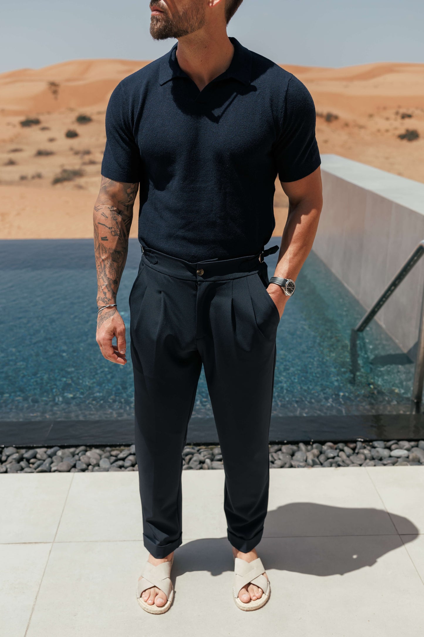 Pantalón Premium con Ajuste Lateral | Azul Marino