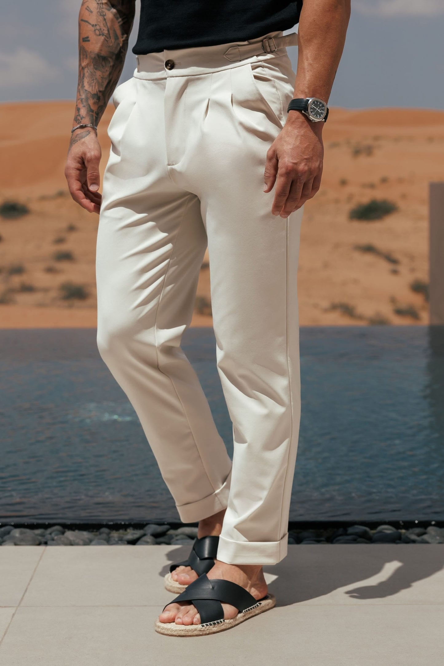 Pantalón Premium con Ajuste Lateral | Piedra