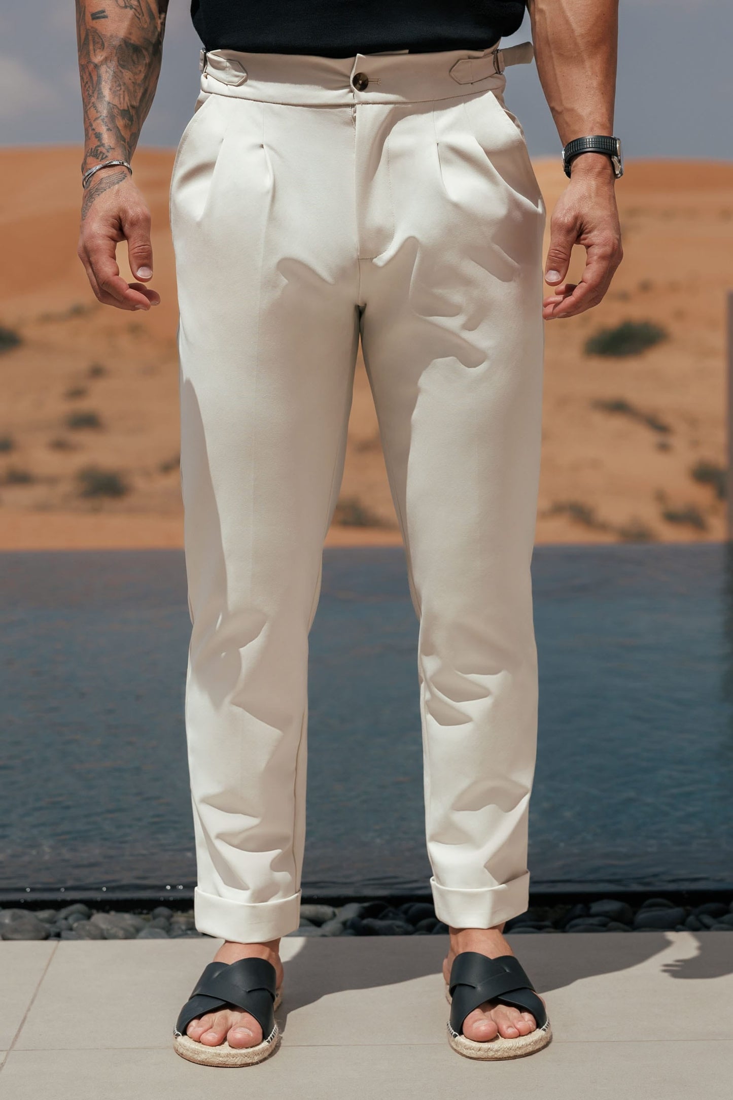 Pantalón Premium con Ajuste Lateral | Piedra