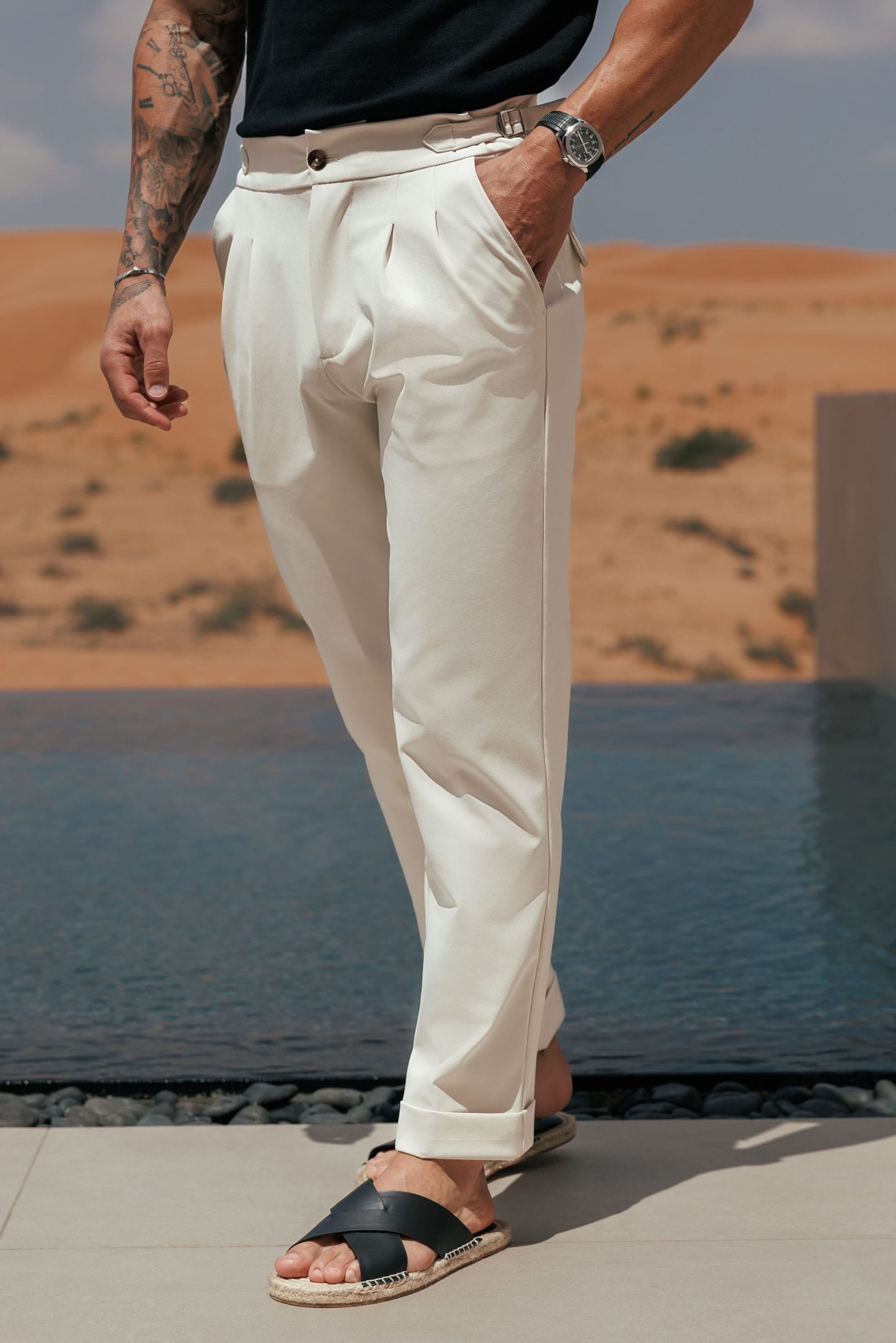 Pantalón Premium con Ajuste Lateral | Piedra