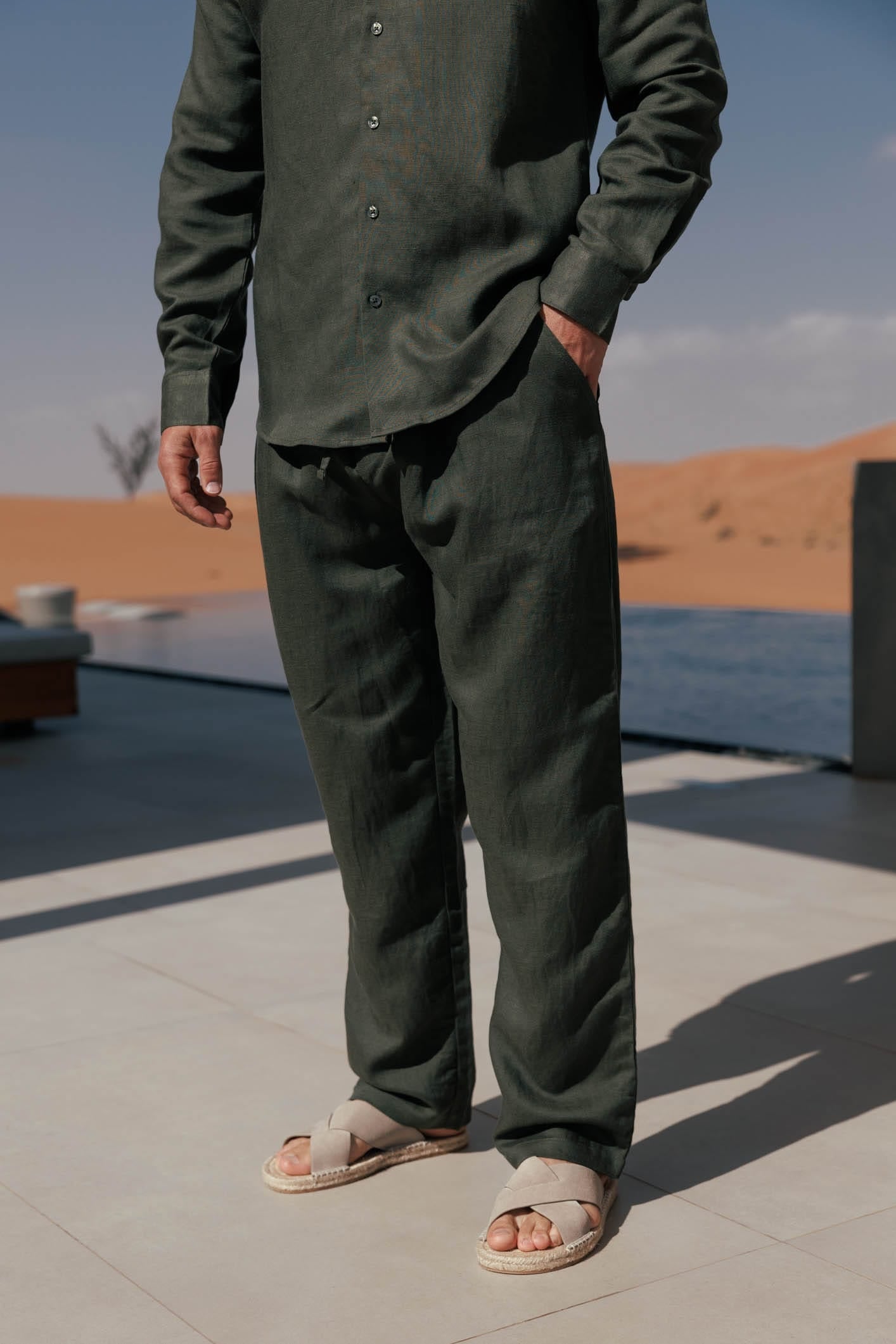 Pantalón de Lino | Verde Oliva