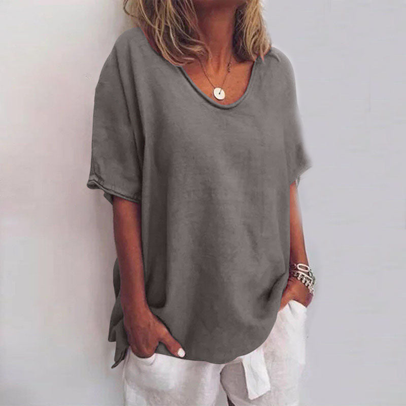 Blusa Amplia de Manga Corta