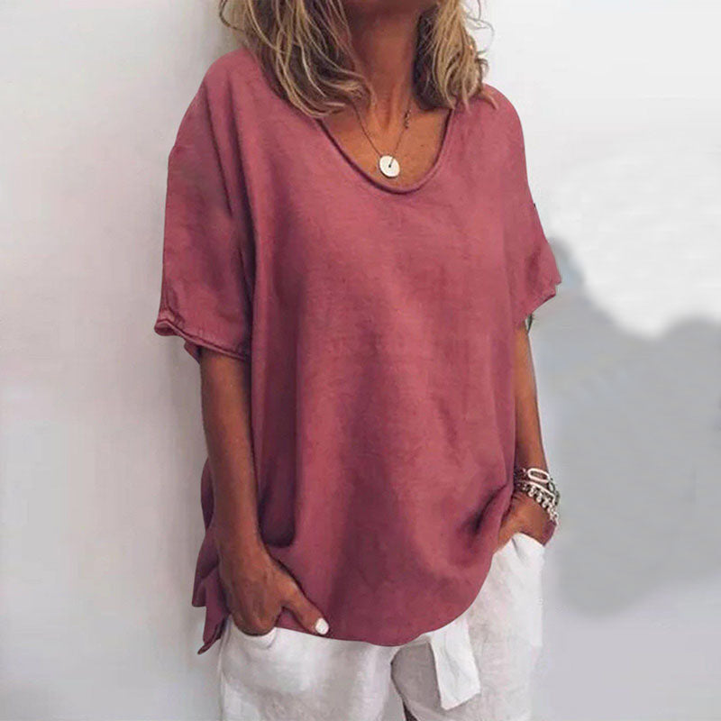 Blusa Amplia de Manga Corta