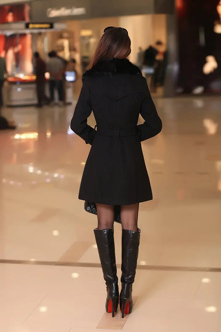 Abrigo de invierno para mujer con botones y bolsillos