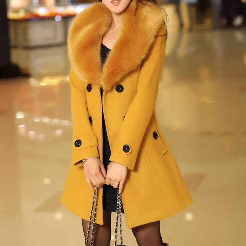 Abrigo de invierno para mujer con botones y bolsillos