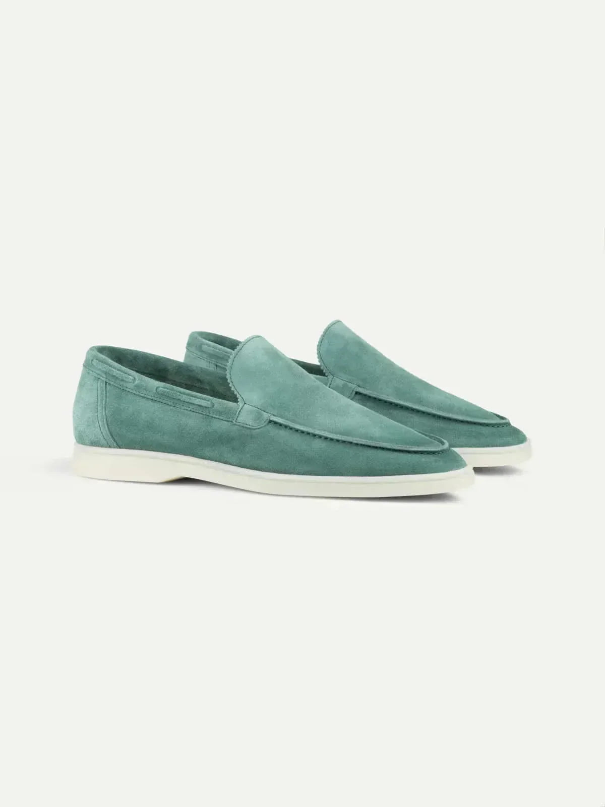Lorenzo | Mocasines Clásicos de Ante Azul Manzana