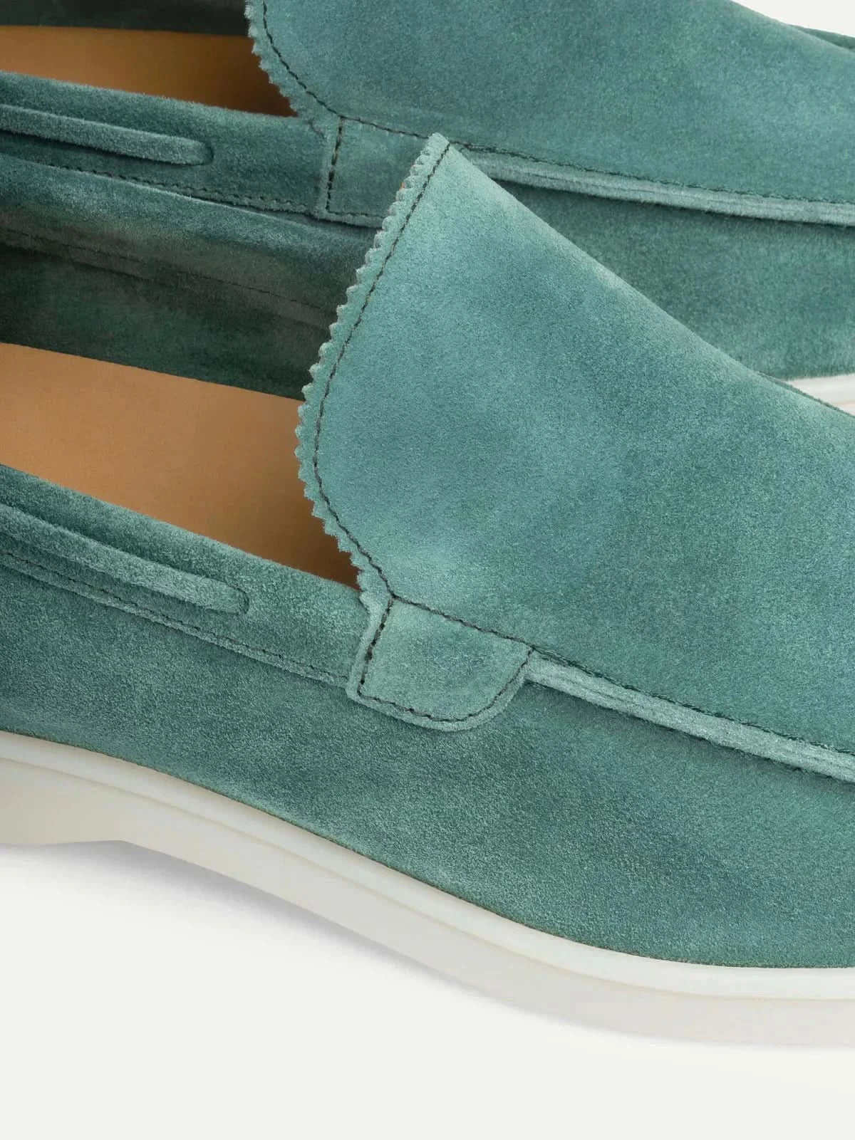 Lorenzo | Mocasines Clásicos de Ante Azul Manzana