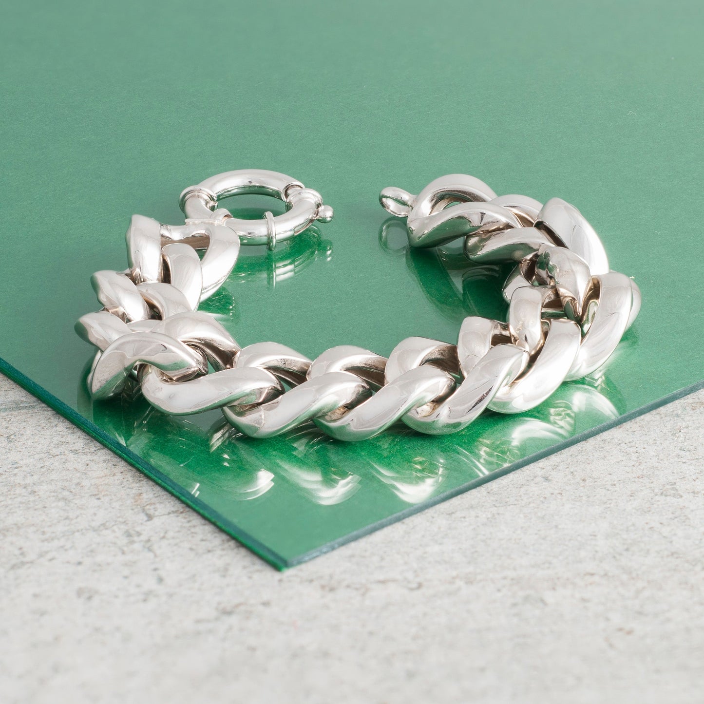SILVER THICK CURB CHAIN BRACELET