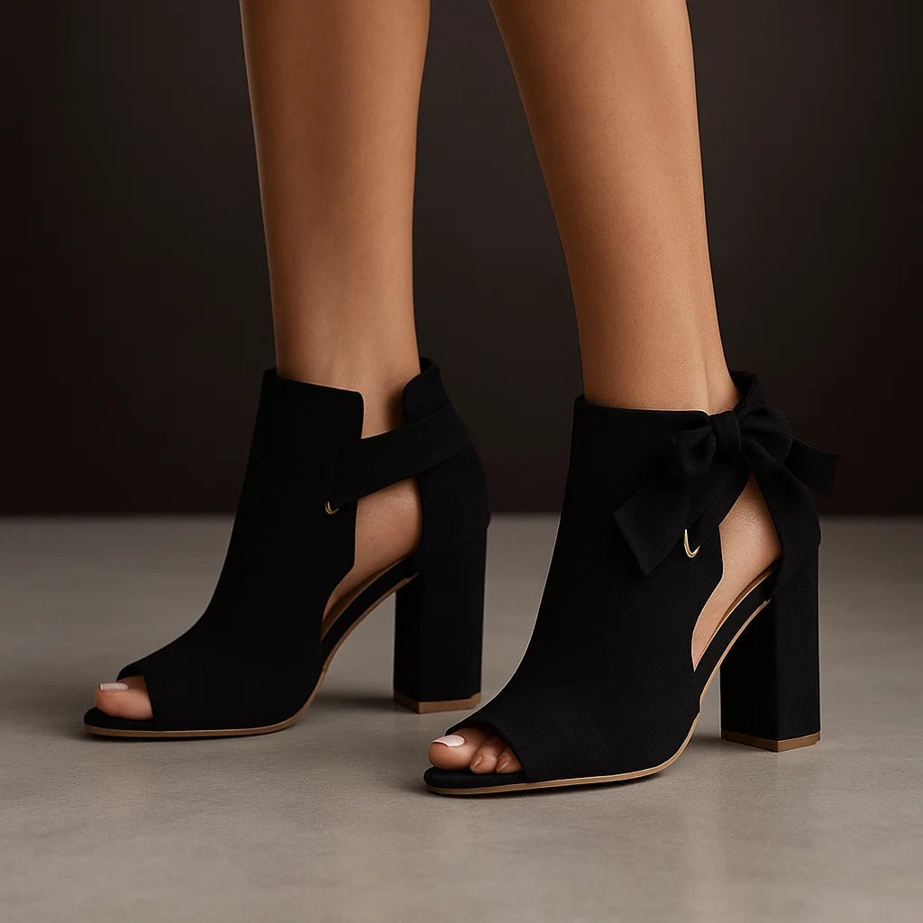 Tacones peep-toe de ante con tacón ancho