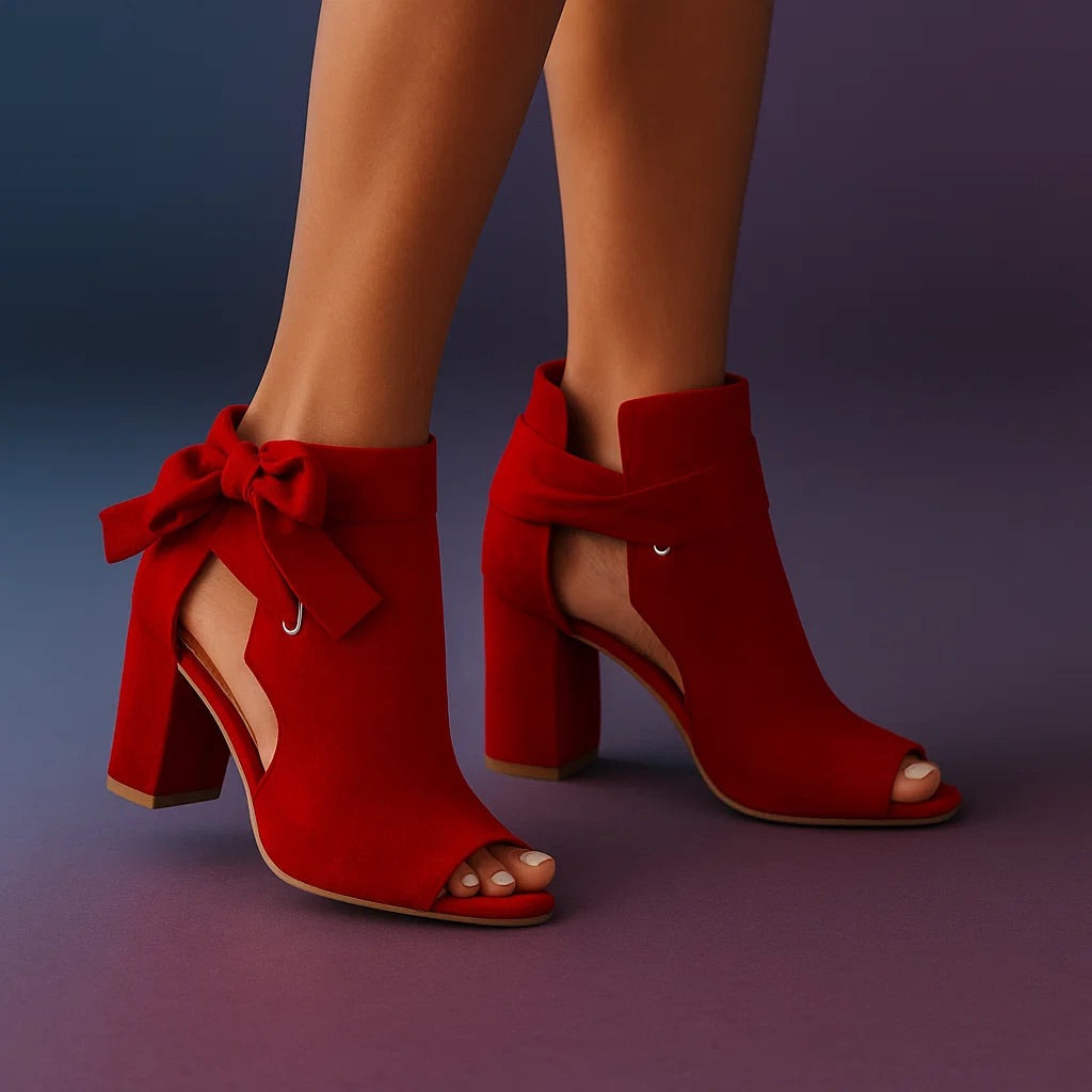 Tacones peep-toe de ante con tacón ancho