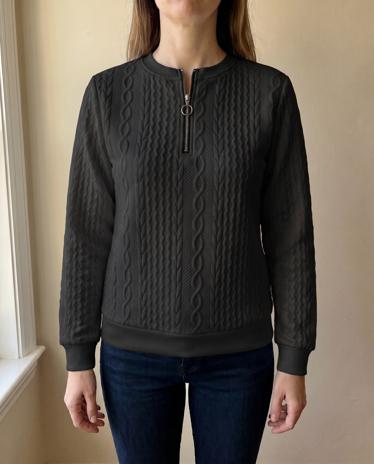 Jersey texturizado con cremallera